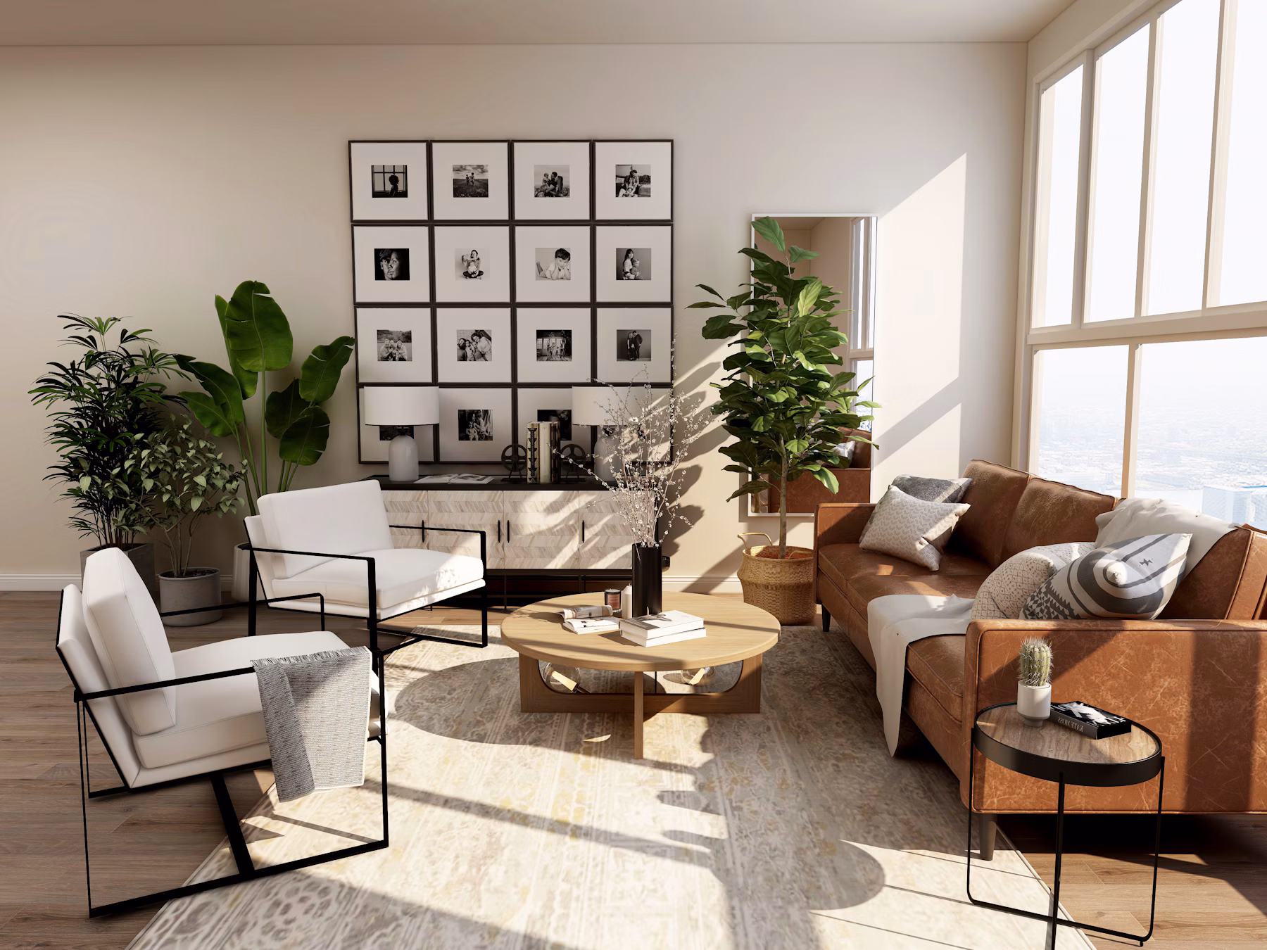 Modern creative interior with natural light